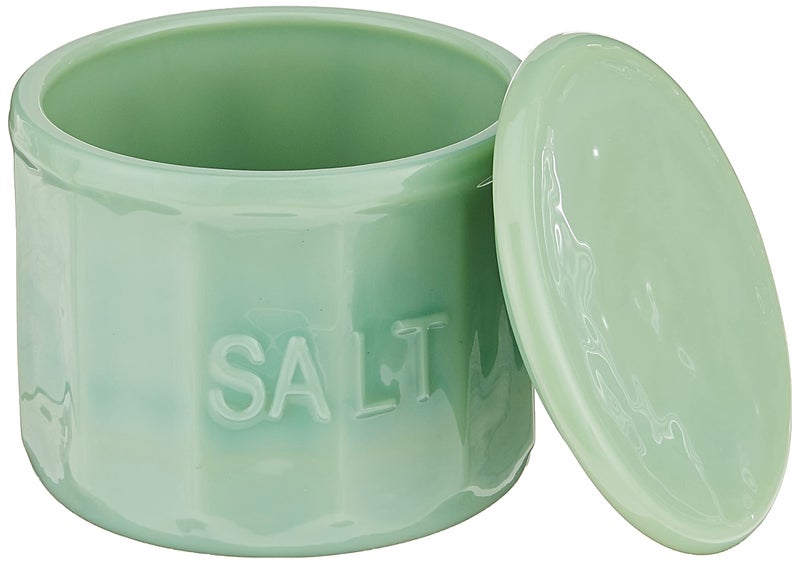 Tablecraft Salt Cellar with Lid, 3.75" x 3.75" x 3.125", Green - Image 3